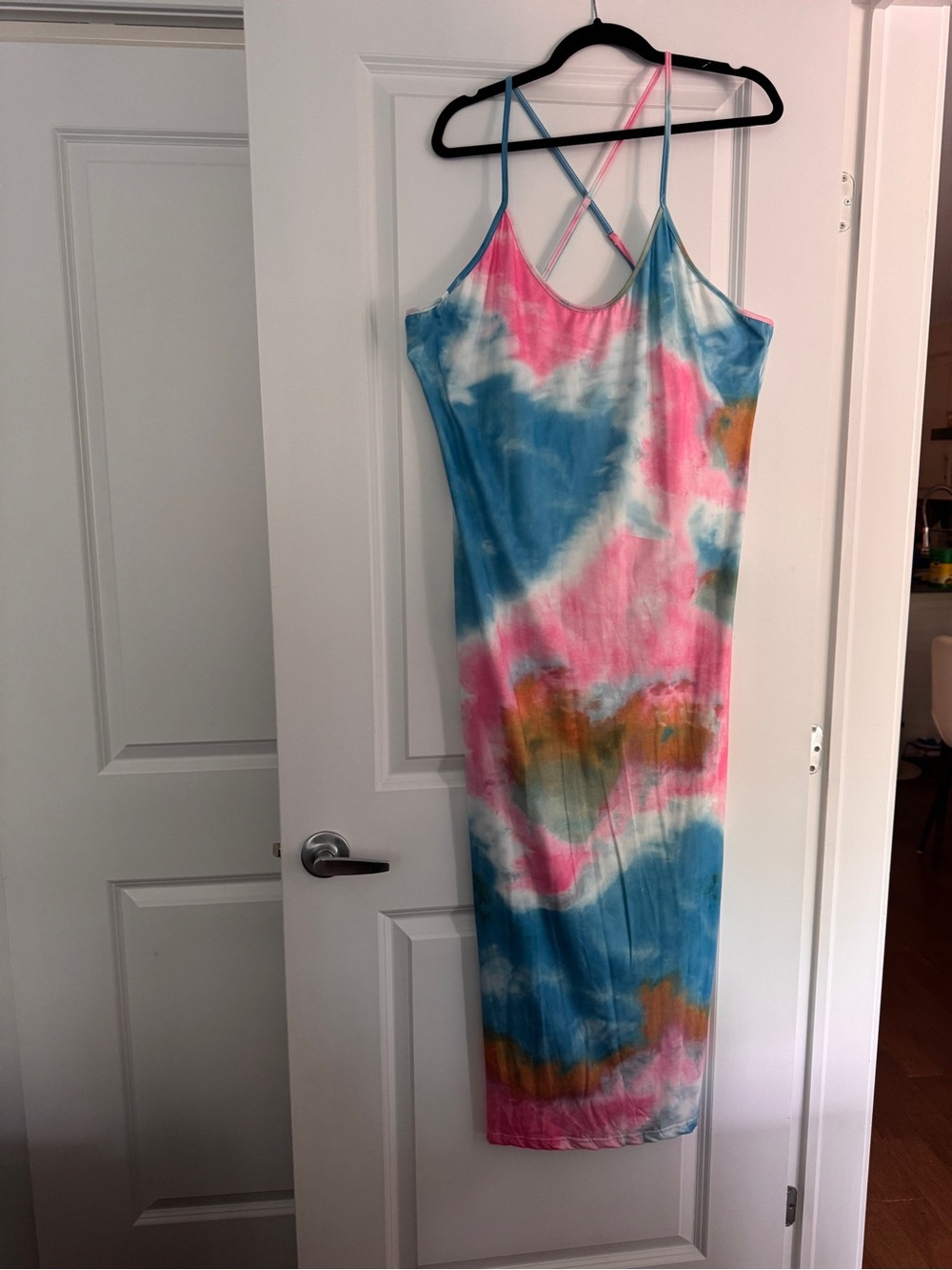 SHEIN Pink Blue Tie-Dye Maxi Dress